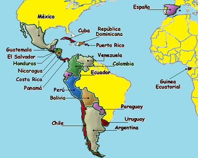 Map of Spanish speaking countries - Languageholic