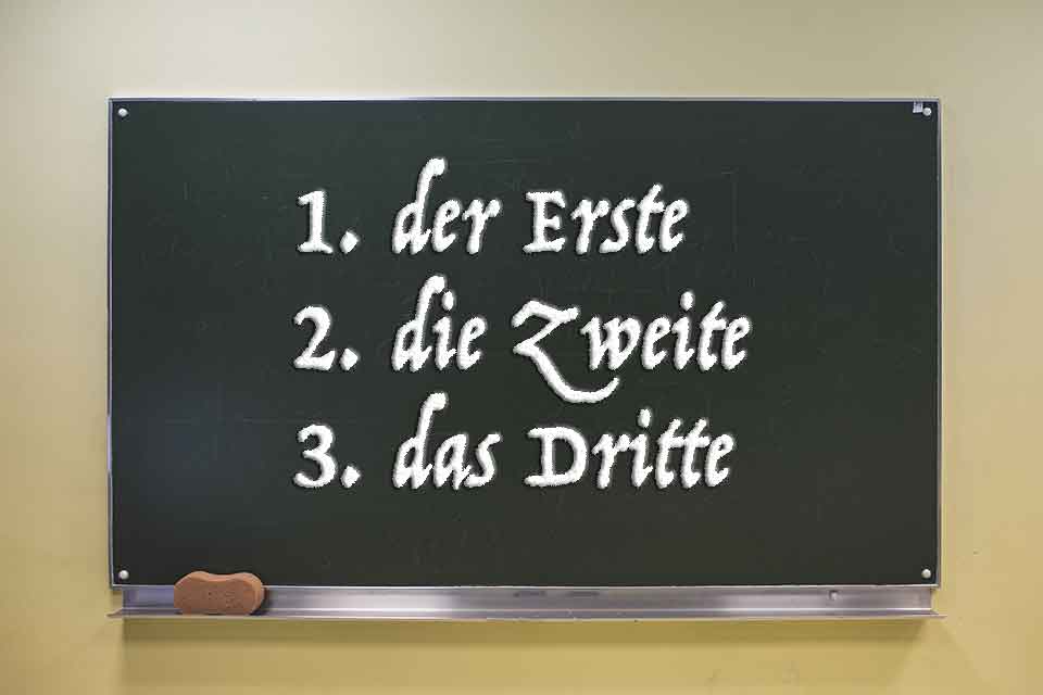 ordinal numbers in german on blackboard
